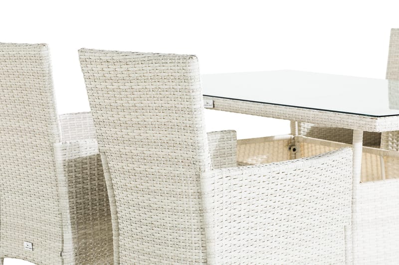 Matgrupp Utomhus Thor 140x90 cm + 4 Stolar - Vit - Utemöbler & utemiljö - Utegrupp - Matgrupp utomhus