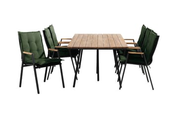 Matgrupp Utomhus Trio + 6 Las Vegas Karmstolar m Dyna - Grön|Svart|Teak - Utemöbler & utemiljö - Utegrupp - Matgrupp utomhus
