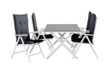 Matgrupp Utomhus Tunis 150 cm + 4 Maggie Positionstolar - Vit|Grå - Utemöbler & utemiljö - Utegrupp - Matgrupp utomhus