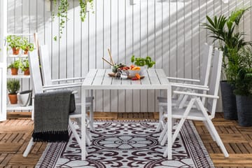 Matgrupp Utomhus Tunis 150x90 + 4 Maggie Positionsstol m Dyna - Vit|Grå|Svart - Utemöbler & utemiljö - Utegrupp - Matgrupp utomhus