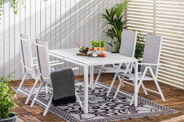 Matgrupp Utomhus Tunis 150x90 + 4 Maggie Positionsstol m Dyna - Vit|Grå|Svart - Utemöbler & utemiljö - Utegrupp - Matgrupp utomhus