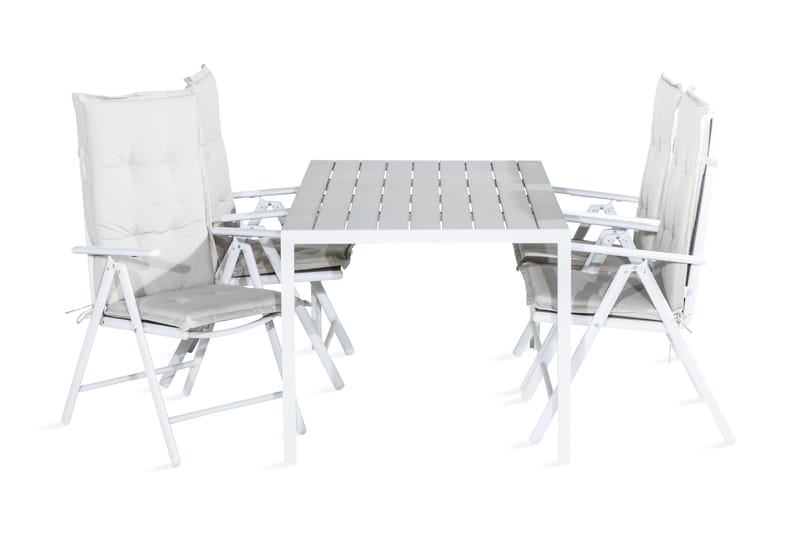 Matgrupp Utomhus Tunis 150x90 + 4 Maggie Positionsstol m Dyna - Vit|Grå|Offwhite - Utemöbler & utemiljö - Utegrupp - Matgrupp utomhus