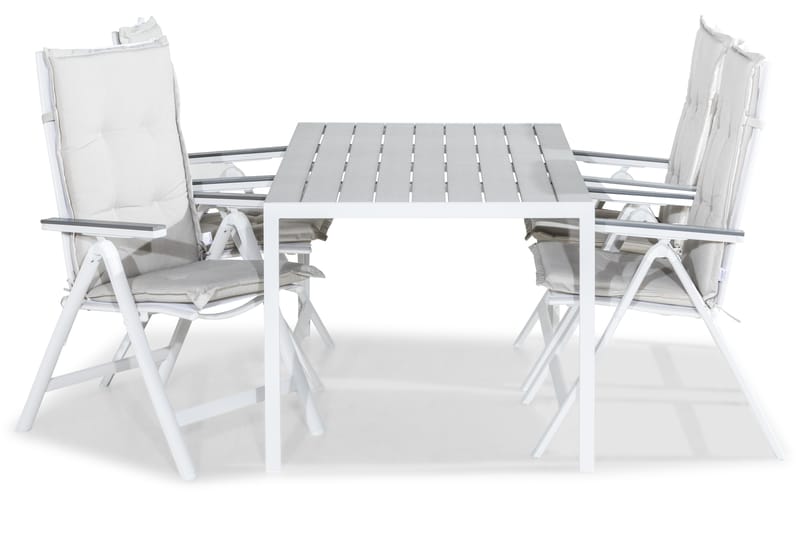 Matgrupp Utomhus Tunis 150x90 + 4 Monaco Light Positionsstol m Dyna - Vit|Grå|Offwhite - Utemöbler & utemiljö - Utegrupp - Matgrupp utomhus