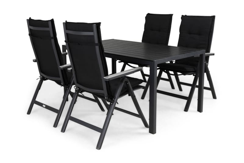Matgrupp Utomhus Tunis 150x90 + 4 Monaco Light Positionsstol m Dyna - Svart|Grå - Utemöbler & utemiljö - Utegrupp - Matgrupp utomhus