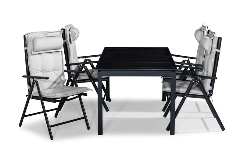 Matgrupp Utomhus Tunis 152-210x90 + 4 Maggie Positionsstol m Dyna, Svart|Offwhite