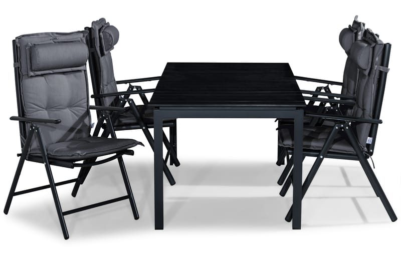 Matgrupp Utomhus Tunis 152-210x90 + 4 Maggie Positionsstol m Dyna - Svart|Grå - Utemöbler & utemiljö - Utegrupp - Matgrupp utomhus