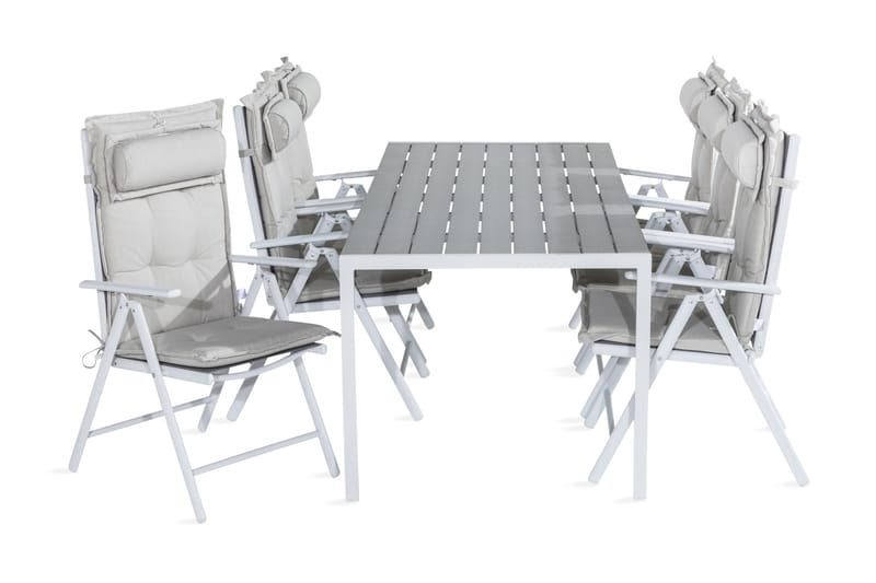 Matgrupp Utomhus Tunis 205x90 + 6 Maggie Positionsstol m Dyna - Vit|Grå|Offwhite - Utemöbler & utemiljö - Utegrupp - Matgrupp utomhus