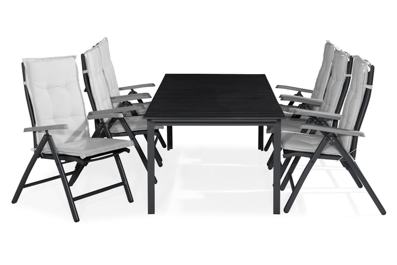 Matgrupp Utomhus Tunis 205x90 + 6 Monaco Lyx Positionsstol m Dyna - Svart|Grå|Offwhite - Utemöbler & utemiljö - Utegrupp - Matgrupp utomhus