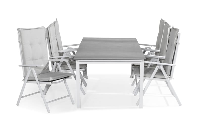 Matgrupp Utomhus Tunis 220-280x90 + 6 Maggie Positionsstol m Dyna - Vit|Grå|Offwhite - Utemöbler & utemiljö - Utegrupp - Matgrupp utomhus