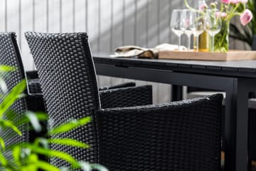 Matgrupp Utomhus Tunis 220-280x90 + 6 Thor Fåtölj m Dyna - Svart|Offwhite - Utemöbler & utemiljö - Utegrupp - Matgrupp utomhus