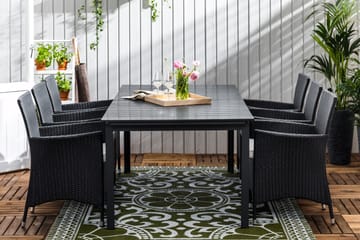 Matgrupp Utomhus Tunis 220-280x90 + 6 Thor Fåtölj m Dyna - Svart|Offwhite - Utemöbler & utemiljö - Utegrupp - Matgrupp utomhus
