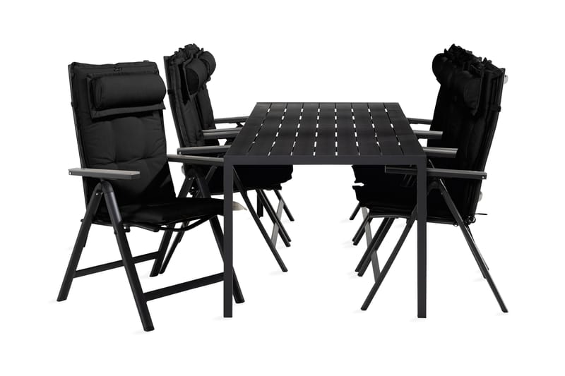 Matgrupp Utomhus Tunis 90x205 + 6 Monaco Light Stol m Dyna - Svart/Grå - Utemöbler & utemiljö - Utegrupp - Matgrupp utomhus