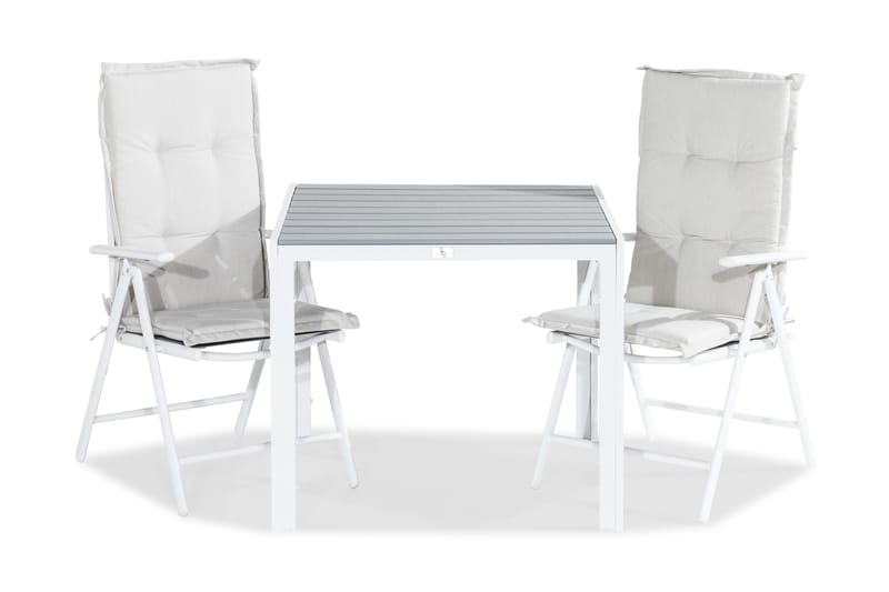Matgrupp Utomhus Tunis 90x90 + 2 Maggie Positionsstol m Dyna - Vit|Grå|Offwhite - Utemöbler & utemiljö - Utegrupp - Matgrupp utomhus