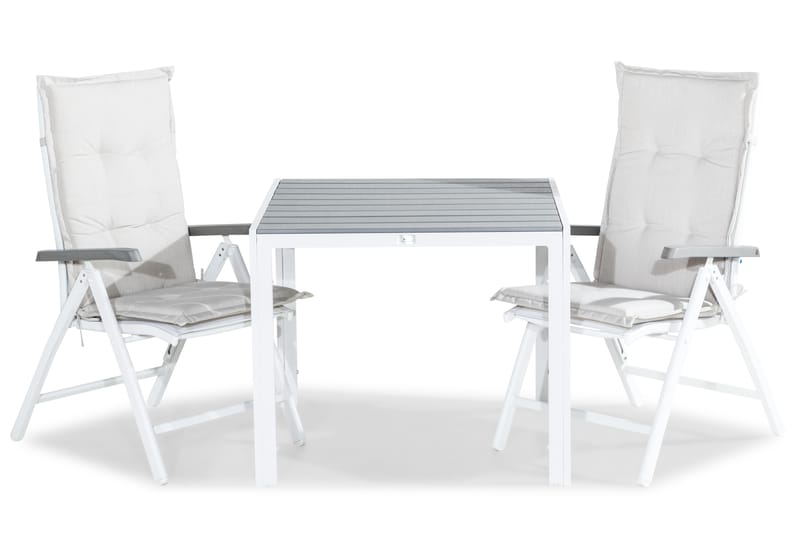 Matgrupp Utomhus Tunis 90x90 + 2 Monaco Lyx Positionsstol Dyna - Vit|Offwhite - Utemöbler & utemiljö - Utegrupp - Matgrupp utomhus