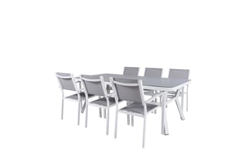 Matgrupp Utomhus Virya 200cm + 6 Copacabana Stapelbara Matstolar Utomhus Vit - Venture Home - Utemöbler & utemiljö - Utegrupp - Matgrupp utomhus