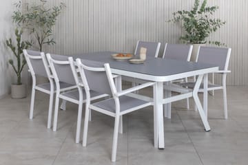 Matgrupp Utomhus Virya 200cm + 6 Copacabana Stapelbara Matstolar Utomhus Vit - Venture Home - Utemöbler & utemiljö - Utegrupp - Matgrupp utomhus