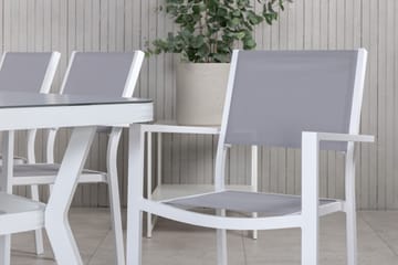 Matgrupp Utomhus Virya 200cm + 6 Copacabana Stapelbara Matstolar Utomhus Vit - Venture Home - Utemöbler & utemiljö - Utegrupp - Matgrupp utomhus