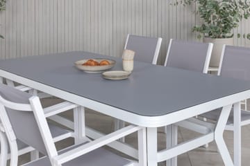 Matgrupp Utomhus Virya 200cm + 6 Copacabana Stapelbara Matstolar Utomhus Vit - Venture Home - Utemöbler & utemiljö - Utegrupp - Matgrupp utomhus