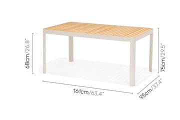 Matgrupp Utomhus Portals 161 cm + 4 Karmstolar - Teak/Vit - Utemöbler & utemiljö - Utegrupp - Matgrupp utomhus