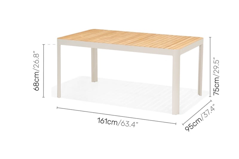 Matgrupp Utomhus Portals 161 cm + 4 Karmstolar - Teak/Vit - Utemöbler & utemiljö - Utegrupp - Matgrupp utomhus