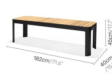 Matgrupp Utomhus Portals 209 cm + 5 Karmstolar + Bänk - Svart/Trä - Utemöbler & utemiljö - Utegrupp - Matgrupp utomhus