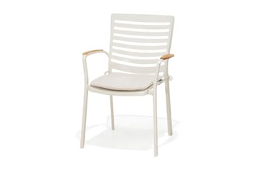 Matgrupp Utomhus Portals 161 cm + 4 Karmstolar + Bänk - Teak/Vit - Utemöbler & utemiljö - Utegrupp - Matgrupp utomhus