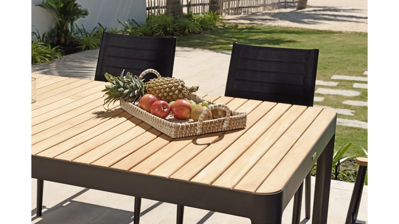 Matgrupp Utomhus Portals 209x105 cm + 6 Karmstolar - Teak/Svart - Utemöbler & utemiljö - Utegrupp - Matgrupp utomhus