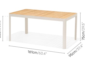 Matgrupp Utomhus Portals 161 cm + 2 Bänkar - Vit/Trä - Utemöbler & utemiljö - Utegrupp - Matgrupp utomhus
