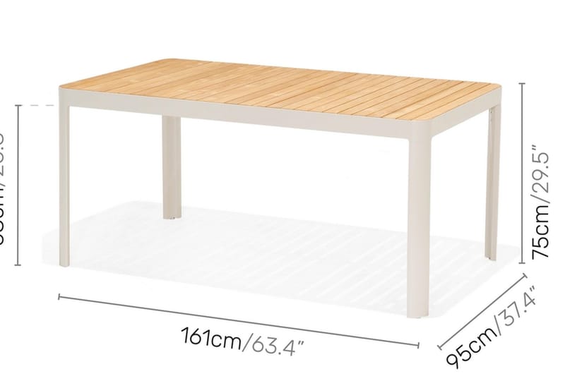 Matgrupp Utomhus Portals 161 cm + 2 Bänkar - Vit/Trä - Utemöbler & utemiljö - Utegrupp - Matgrupp utomhus