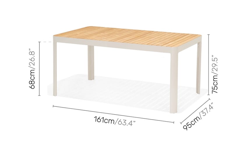 Matgrupp Utomhus Portals 161 cm + 4 Karmstolar + Bänk - Vit/Trä - Utemöbler & utemiljö - Utegrupp - Matgrupp utomhus