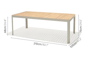 Matgrupp Utomhus Portals 209 cm + 6 Karmstolar - Vit/Trä - Utemöbler & utemiljö - Utegrupp - Matgrupp utomhus