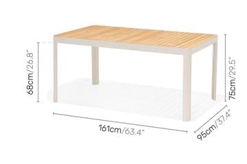 Matgrupp Utomhus Portals 161 cm + 6 Karmstolar - Vit/Trä - Utemöbler & utemiljö - Utegrupp - Matgrupp utomhus