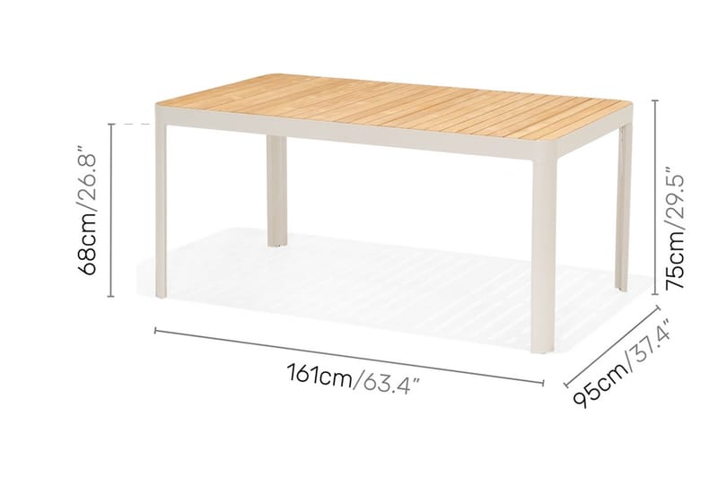 Matgrupp Utomhus Portals 161 cm + 6 Karmstolar - Vit/Trä - Utemöbler & utemiljö - Utegrupp - Matgrupp utomhus