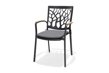 Matgrupp Utomhus Portals 95 cm + 4 Karmstolar - Svart/Trä - Utemöbler & utemiljö - Utegrupp - Matgrupp utomhus