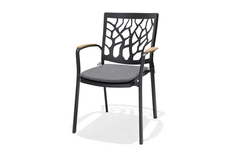 Matgrupp Utomhus Portals 95 cm + 4 Karmstolar - Svart/Trä - Utemöbler & utemiljö - Utegrupp - Matgrupp utomhus