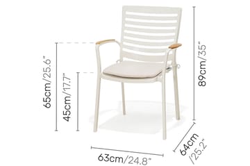 Matgrupp Utomhus Portals 161 cm + 4 Karmstolar + Bänk - Teak/Vit - Utemöbler & utemiljö - Utegrupp - Matgrupp utomhus