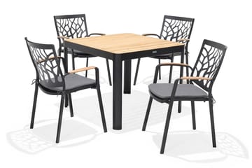 Matgrupp Utomhus Portals 95 cm + 4 Karmstolar - Svart/Trä - Utemöbler & utemiljö - Utegrupp - Matgrupp utomhus