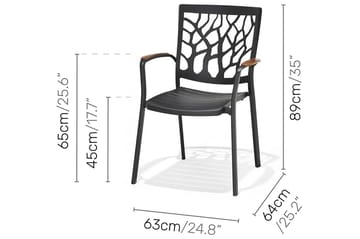 Matgrupp Utomhus Portals 95 cm + 4 Karmstolar - Svart/Trä - Utemöbler & utemiljö - Utegrupp - Matgrupp utomhus