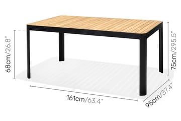 Matgrupp Utomhus Portals 161x95 cm + 4 Karmstolar - Teak/Svart - Utemöbler & utemiljö - Utegrupp - Matgrupp utomhus