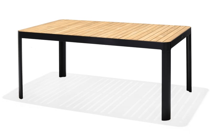 Matgrupp Utomhus Portals 161x95 cm + 4 Karmstolar + Bänk - Teak/Svart - Utemöbler & utemiljö - Utegrupp - Matgrupp utomhus