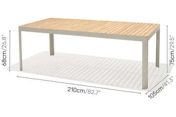 Matgrupp Utomhus Portals 209 cm + 5 Karmstolar + Bänk - Teak/Vit - Utemöbler & utemiljö - Utegrupp - Matgrupp utomhus