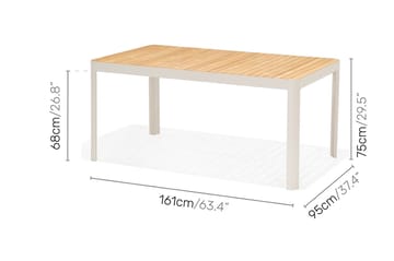 Matgrupp Utomhus Portals 209 cm + 8 Karmstolar - Vit/Trä - Utemöbler & utemiljö - Utegrupp - Matgrupp utomhus