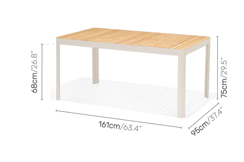 Matgrupp Utomhus Portals 209 cm + 8 Karmstolar - Vit/Trä - Utemöbler & utemiljö - Utegrupp - Matgrupp utomhus