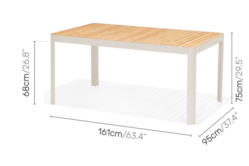 Matgrupp Utomhus Portals 209 cm + 5 Karmstolar + Bänk - Vit/Trä - Utemöbler & utemiljö - Utegrupp - Matgrupp utomhus