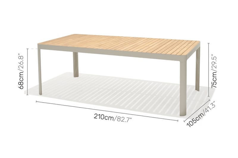 Matgrupp Utomhus Portals 209 cm + 5 Karmstolar + Bänk - Vit/Trä - Utemöbler & utemiljö - Utegrupp - Matgrupp utomhus