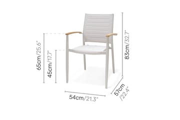 Matgrupp Portals 95 cm + 4 Karmstolar - Vit/Trä - Utemöbler & utemiljö - Utegrupp - Matgrupp utomhus
