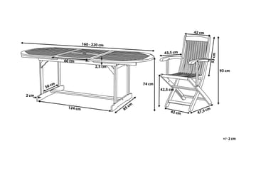 Maui Matgrupp Utomhus 160-220 cm + 8 Utestolar - Trä/Natur - Utemöbler & utemiljö - Utegrupp - Matgrupp utomhus