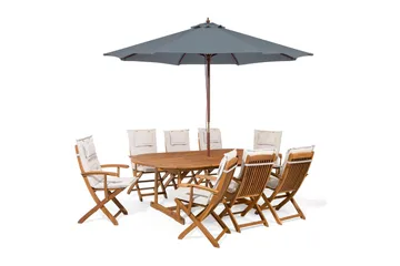 Maui Matgrupp Utomhus inkl 8 Utestolar m Dyna - Trä/Natur - Utemöbler & utemiljö - Utegrupp - Matgrupp utomhus