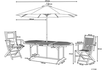 Maui Trädgårdsmöbelset Med Utebord + 8 Utestolar+Parasoll - Trä/Natur - Utemöbler & utemiljö - Utegrupp - Matgrupp utomhus