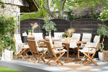 Maui Trädgårdsmöbelset Med Utebord+8 Utestolar - Trä/Natur - Utemöbler & utemiljö - Utegrupp - Matgrupp utomhus